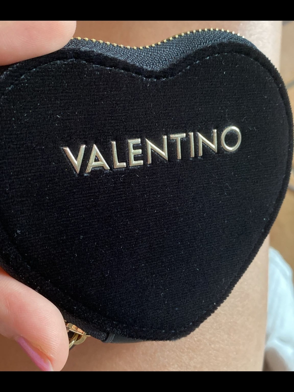 Valentino Black Heart Zip Pouch